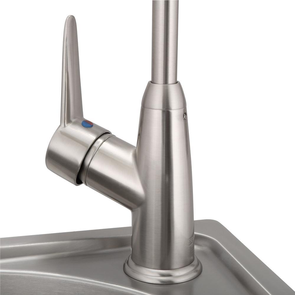 All-in-One 24.2 in. x 21.3 in. x 33.8 in. Stainless Steel Utility Sink and Large White Drawer Cabinet - Super Arbor