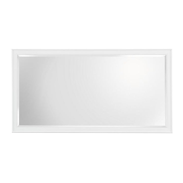 60 in. W x 31 in. H Framed Rectangular Beveled Edge Bathroom Vanity Mirror in White