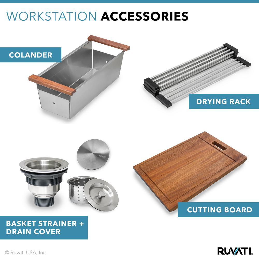 30 in. Single Bowl Undermount 16-Gauge Stainless Steel Ledge Kitchen Sink with Sliding Accessories - Super Arbor