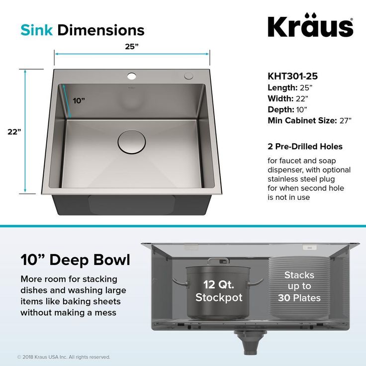Standart PRO Drop-in Stainless Steel 25 in. 2-Hole Single Bowl Kitchen Sink