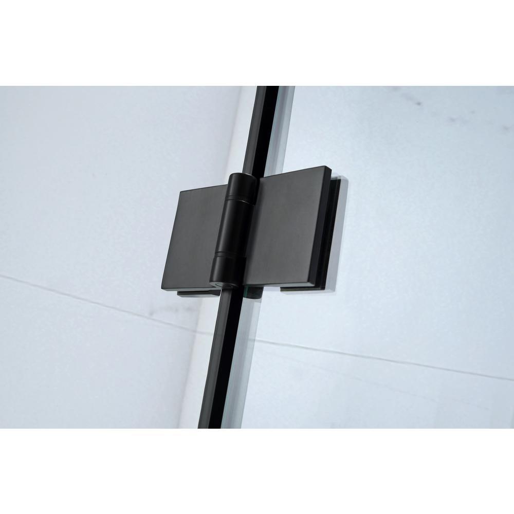 Tidy 39 in. x 55 in. Semi-Frameless Hinged Bathtub Door in Black without Handle - Super Arbor