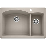 DIAMOND Dual Mount Granite Composite 33 in. 1-Hole 70/30 Double Bowl Kitchen Sink in Metallic Gray - Super Arbor