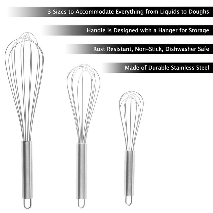 Stainless Steel Wire Whisk (Set of 3)