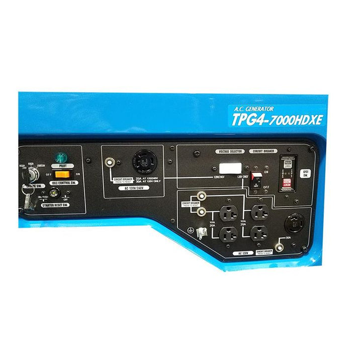 TSURUMI PUMP 6,000 Watt Gasoline Powered Portable Blue Generator with Electric Start, GFCI Protection and Honda GX390 OHV Engine