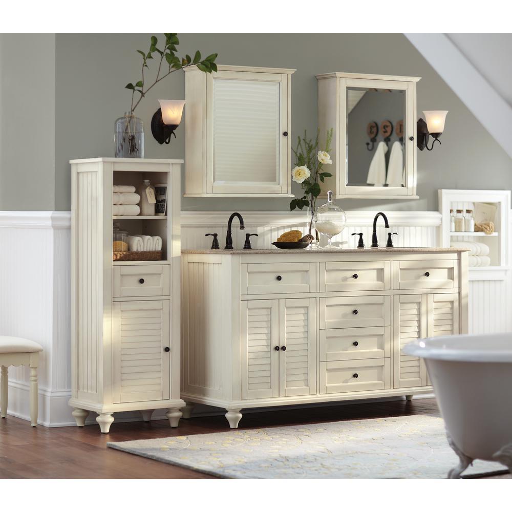 Hamilton 18 in. W x 52-1/2 in. H Bathroom Linen Cabinet in Ivory - Super Arbor