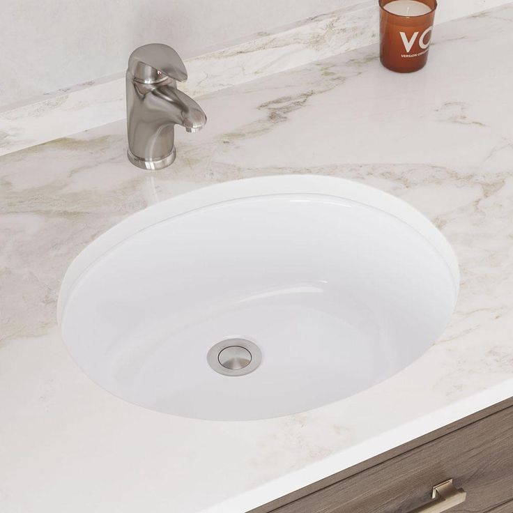 MR Direct 19 in. Undermount Bathroom Sink in White with White SinkLink and Pop-Up Drain in Brushed Nickel