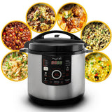 12 Qt. Black and Silver Electric Pressure Cooker with Automatic Shut-Off and Keep Warm Setting