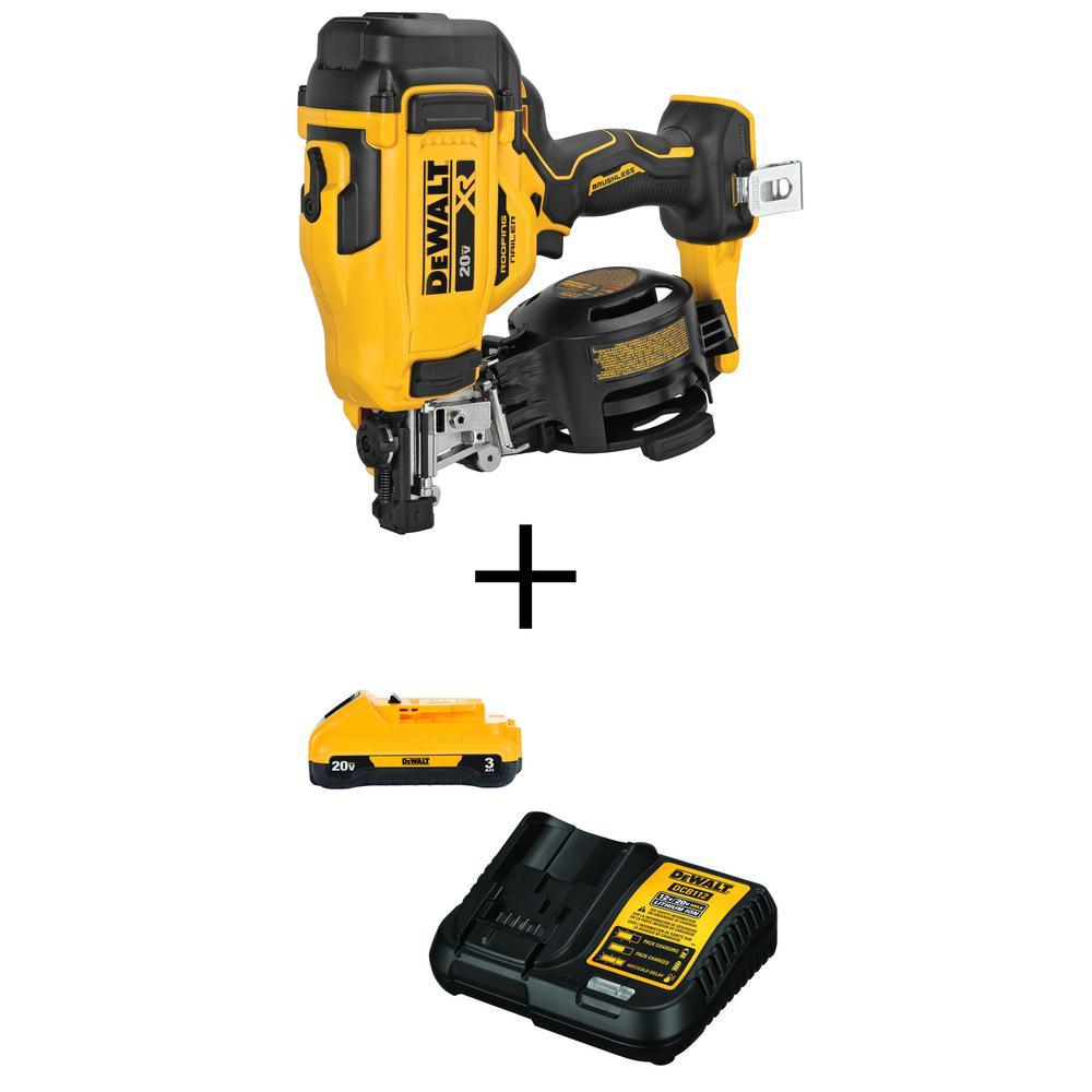 20-Volt MAX Lithium-Ion 15-Degree Cordless Roofing Nailer Kit with Battery 2.0 Ah Charger and Bag - Super Arbor