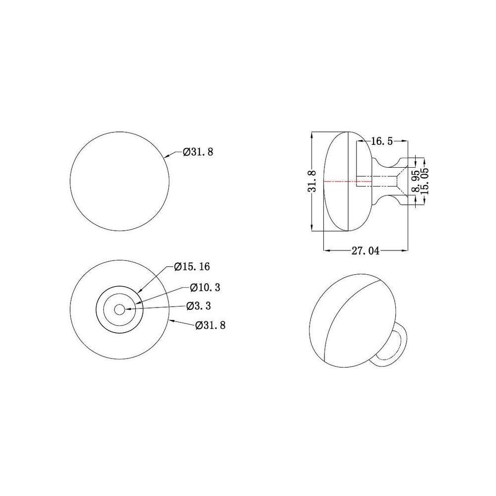 1-1/4 in. (32 mm) Brushed Nickel Contemporary Metal Cabinet Knob - Super Arbor