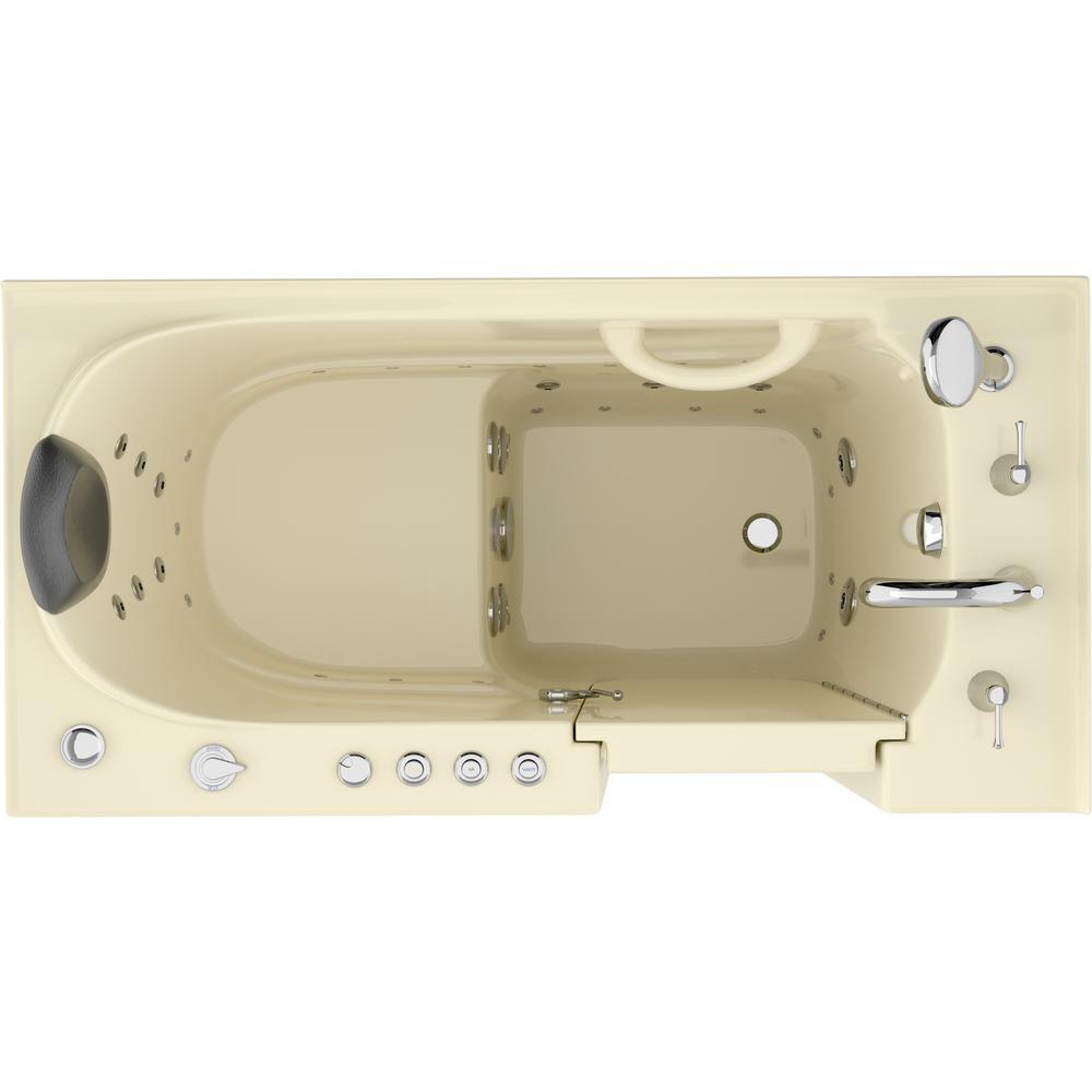 Safe Premier 52.75 in. x 60 in. x 26 in. Right Drain Walk-in Air and Whirlpool Bathtub in Biscuit - Super Arbor