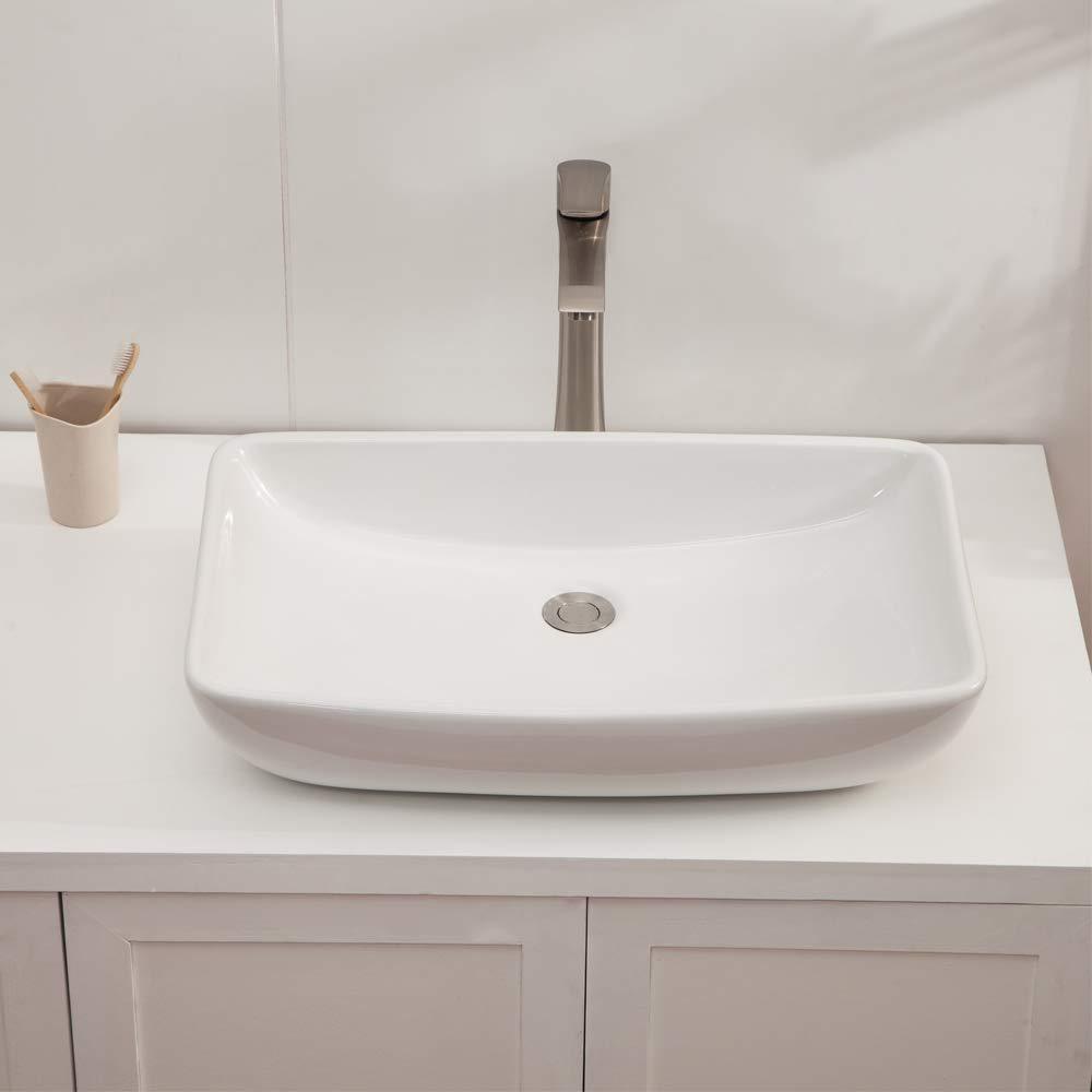 24 in. Modern Oval Bathroom Above in White Porcelain Ceramic Vessel Vanity Sink Art Basin - Super Arbor