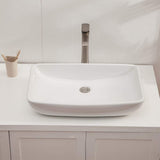 24 in. Modern Oval Bathroom Above in White Porcelain Ceramic Vessel Vanity Sink Art Basin - Super Arbor