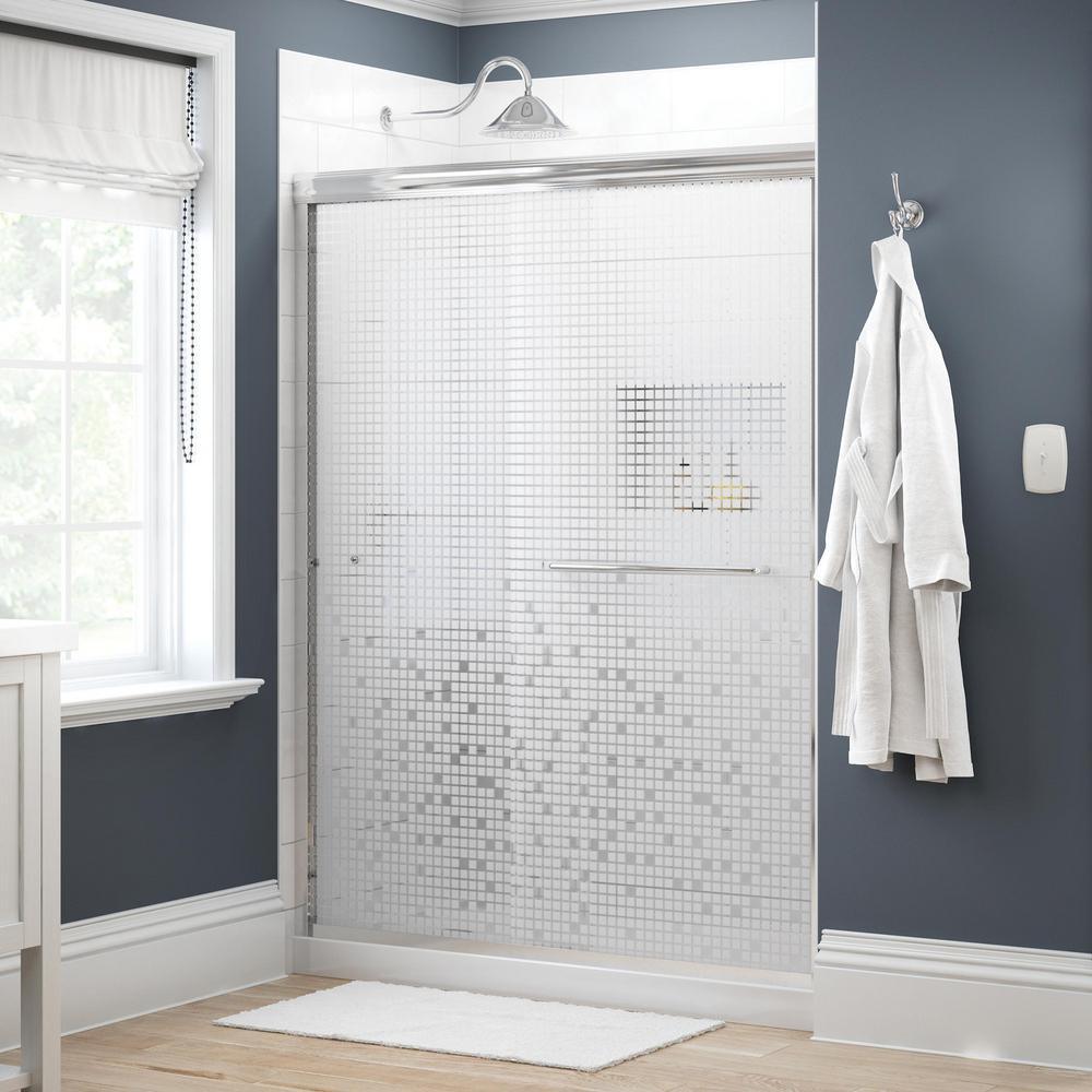 Simplicity 60 in. x 70 in. Semi-Frameless Traditional Sliding Shower Door in Nickel with Transition Glass - Super Arbor