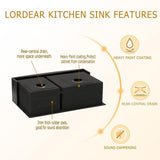 Stainless Steel 33 in. Gunmetal Black Double Bowl Farmhouse Apron Front Kitchen Sink 60/40 16-Gauge Farm Sink