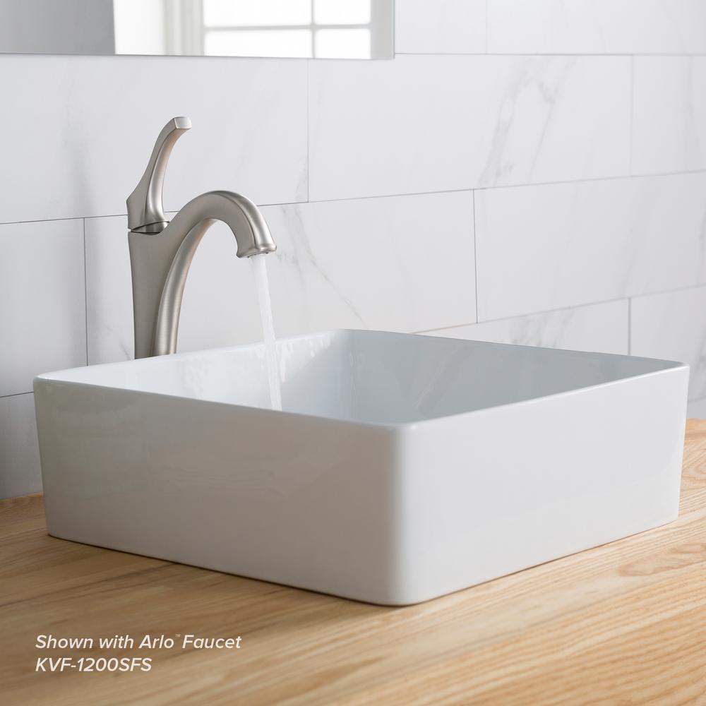 Viva 15-5/8 in. Square Porcelain Ceramic Vessel Sink in White - Super Arbor