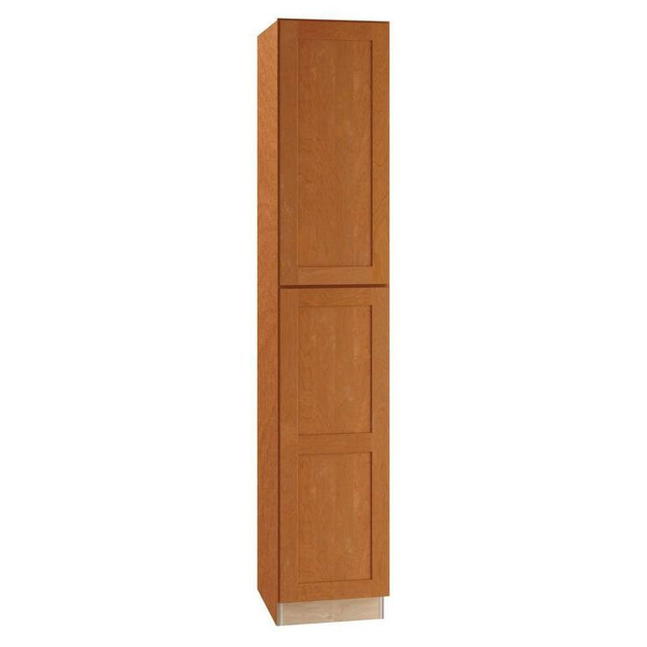Home Decorators Collection Newport 18 in. W x 24 in. D x 90 in. H Assembled Plywood Pantry Kitchen Cabinet in Cinnamon with Soft Close LH