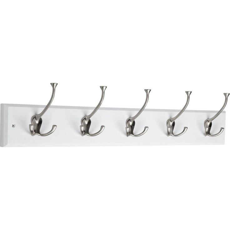 27 in. White and Satin Nickel Tri-Hook Rack