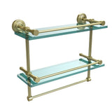 16 in. L  x 12 in. H  x 5 in. W 2-Tier Gallery Clear Glass Bathroom Shelf with Towel Bar in Satin Chrome - Super Arbor