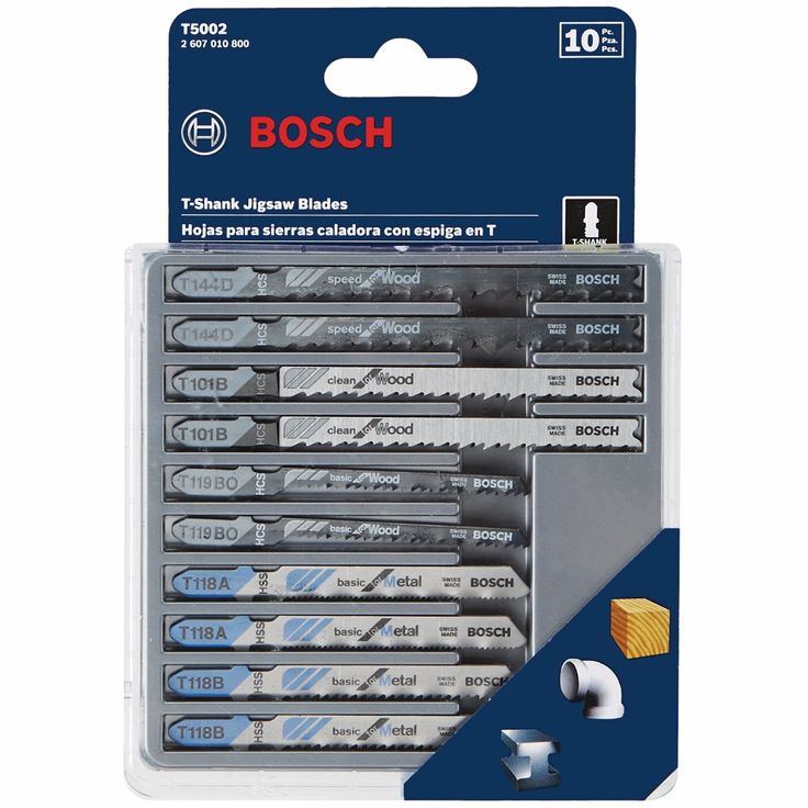 Bosch 10-Pack T-shank High-carbon Steel Jigsaw Blade Set