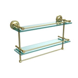 22 in. L  x 12 in. H  x 5 in. W 2-Tier Clear Glass Bathroom Shelf with Towel Bar in Polished Chrome - Super Arbor