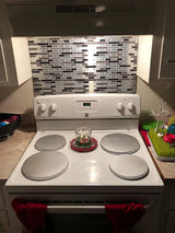Crystiles Black, Deep Grey and Brushed Silver 12 in. x 12 in. Peel and Stick Vinyl Wall Tile Backsplash, 