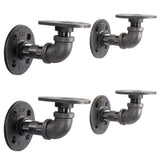 1/2 in. Black Pipe 3.75 in D x 2.5 in. H Wall Mounted Double Flange Shelf Bracket Kit (4-Pack)
