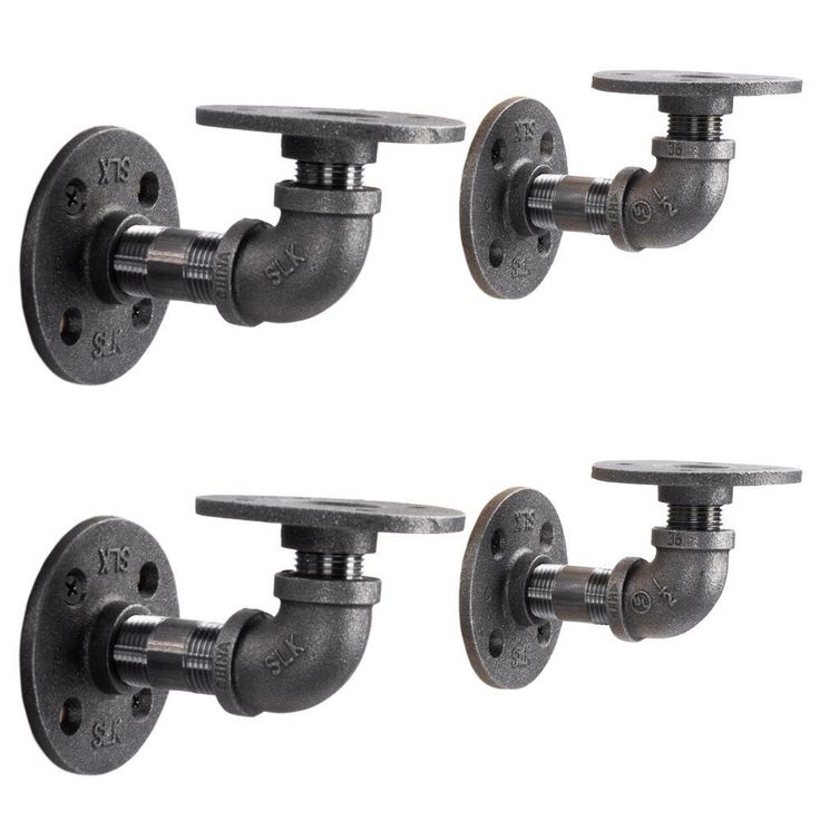 1/2 in. Black Pipe 3.75 in D x 2.5 in. H Wall Mounted Double Flange Shelf Bracket Kit (4-Pack)
