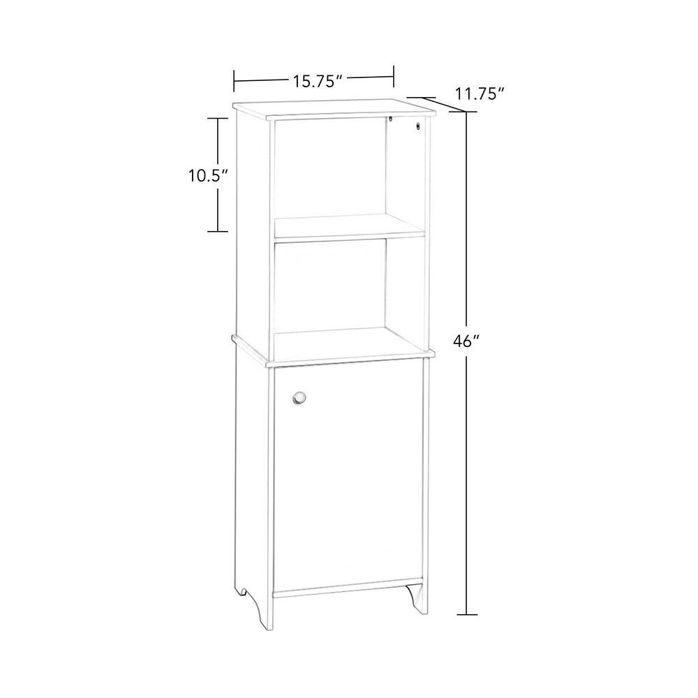 Medford Collection 15.75 in.  W x 11.75 in.  D x 46 in.  H Tall Floor Cabinet in White - Super Arbor