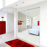 ReliaBilt 9500 Series Walden 48-in x 80-in White Mirror/Panel Mirrored Glass Prefinished Steel Sliding Door (Hardware Included)