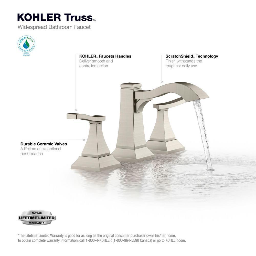 Truss 8 in. Widespread 2-Handle Bathroom Faucet in Vibrant Brushed Nickel - Super Arbor