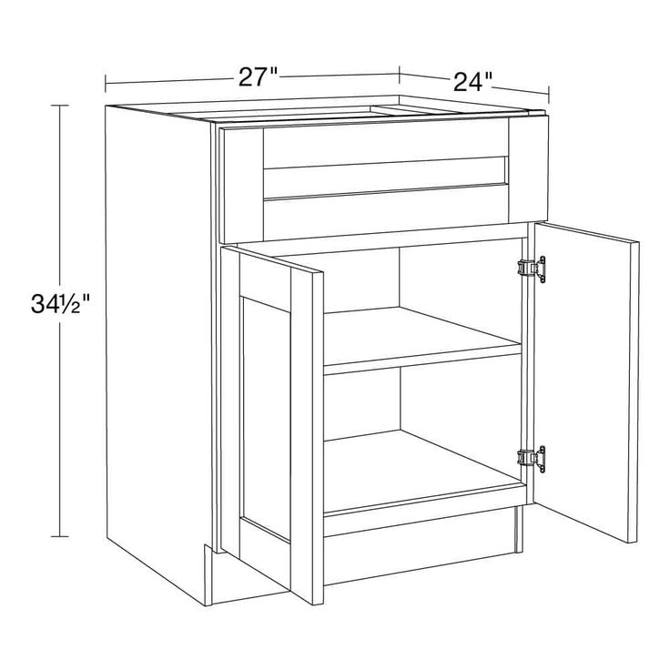 Home Decorators Collection Washington Vesper White Plywood Shaker Assembled Base Kitchen Cabinet Soft Close 27 in W x 24 in D x 34.5 in H