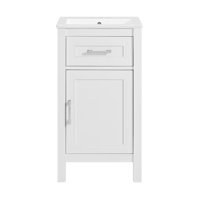 allen + roth Crest Hill 18-in White Single Sink Bathroom Vanity with White Vitreous China Top