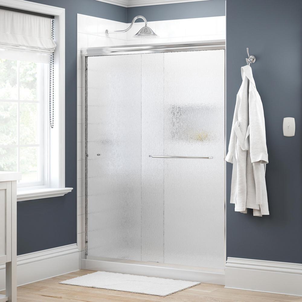 Simplicity 60 in. x 70 in. Semi-Frameless Traditional Sliding Shower Door in Nickel with Transition Glass - Super Arbor