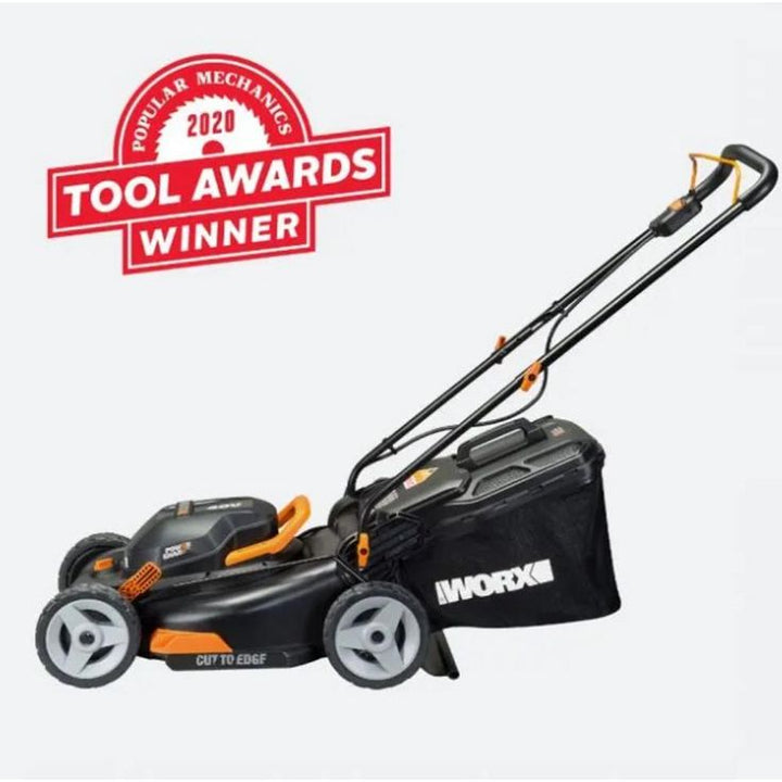 Worx POWER SHARE 40-Volt 17 in. Cordless Battery Walk Behind Mower with Mulching & Intellicut, (Battery & Charger Included)