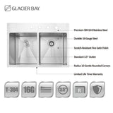 Drop-in Stainless Steel 33 in. 4-Hole Double Bowl 50/50 Kitchen Sink Kit in Satin