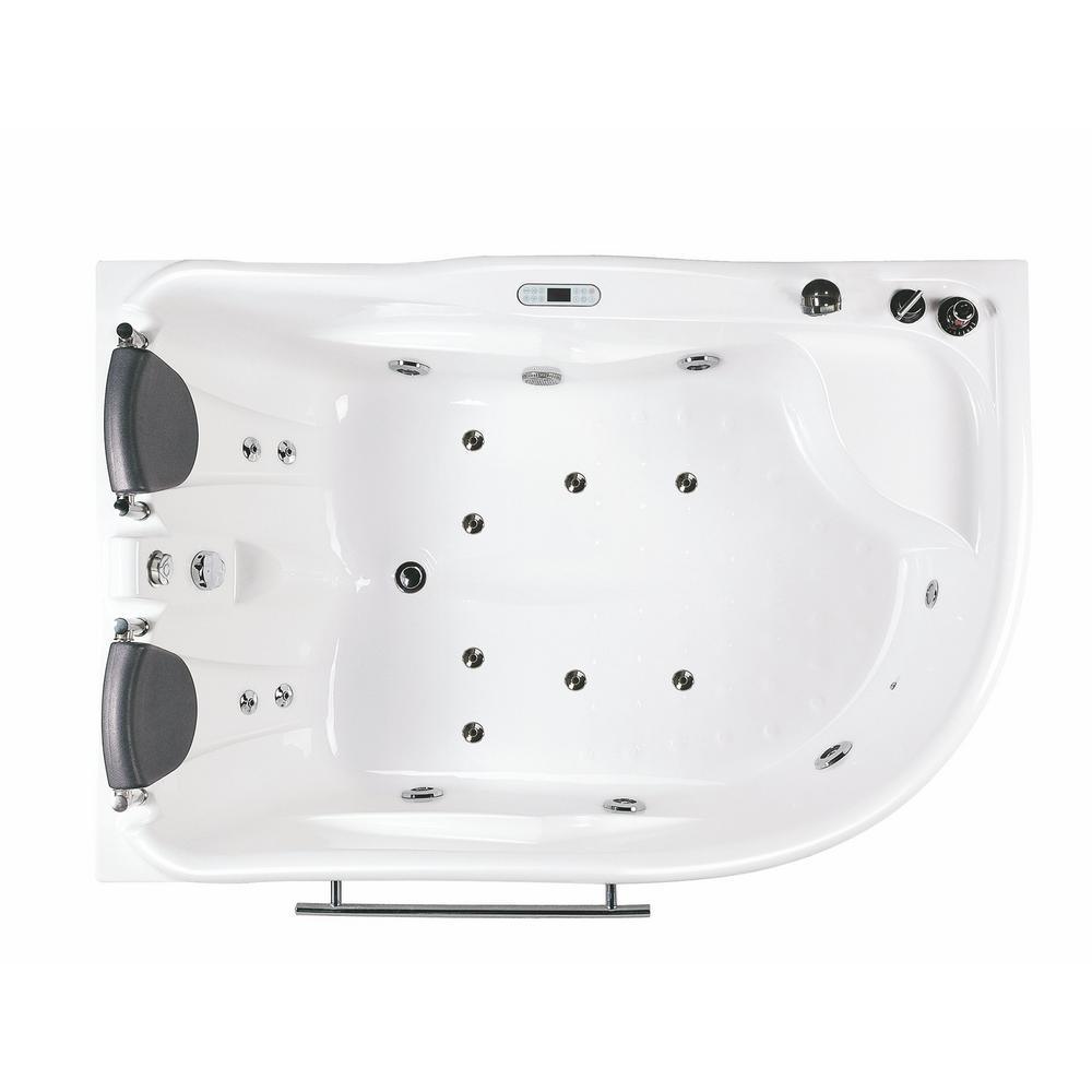 71 in. Acrylic Left Drain Corner Apron Front Whirlpool Bathtub in White - Super Arbor