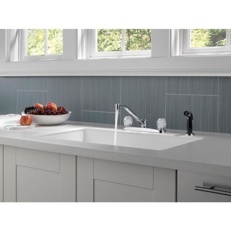 Peerless Chrome 2-Handle Deck-Mount Low-Arc Handle Kitchen Faucet (Deck Plate Included)