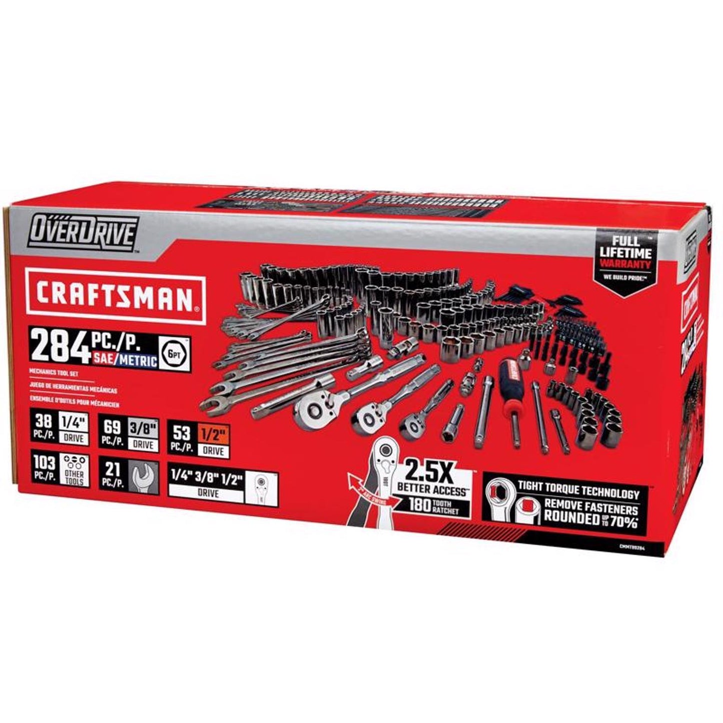 Craftsman OVERDRIVE 284-Piece Mechanic's Tool Set - Metric/SAE, Gunmetal Chrome