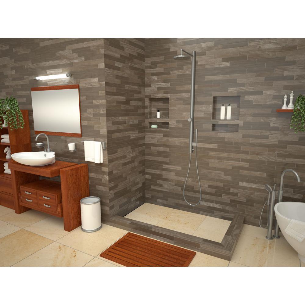 WonderFall Trench 36 in. x 48 in. Double Threshold Shower Base with Left Drain and Tileable Trench Grate - Super Arbor