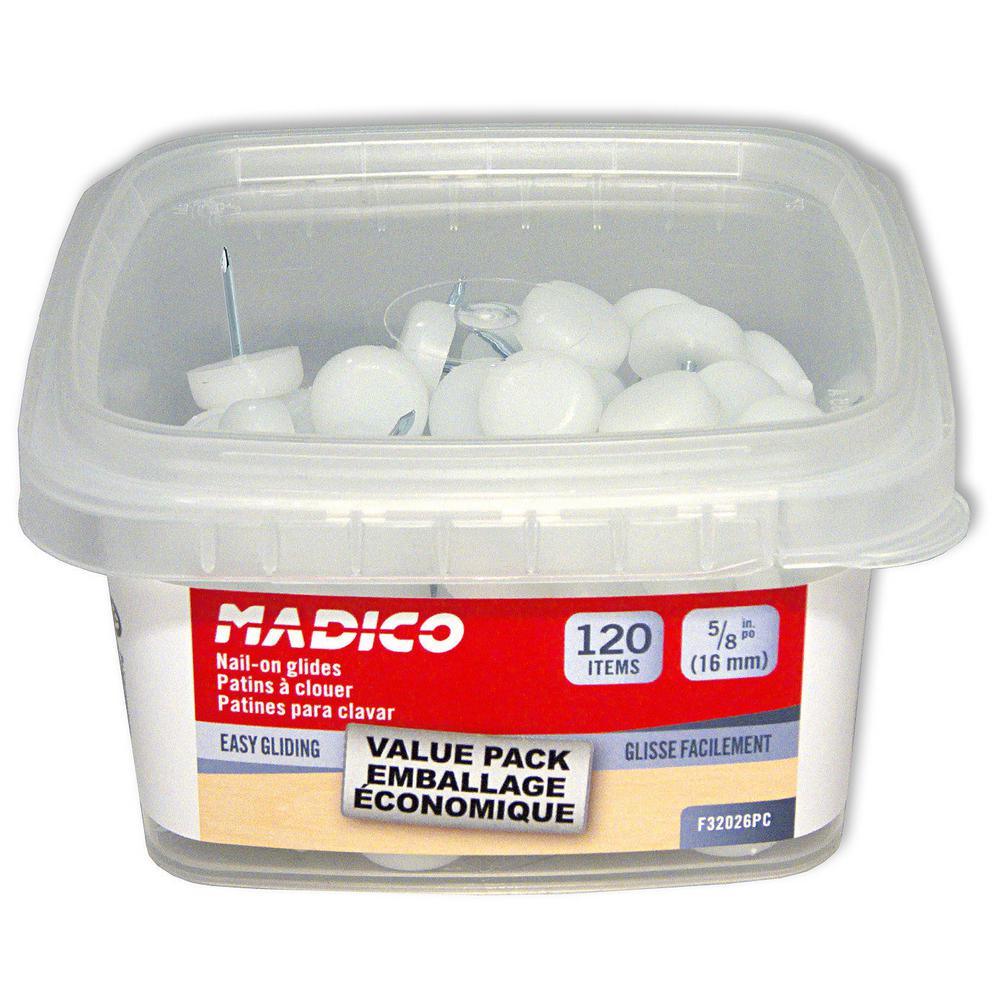 3/4 in. White Base Nail-On Glides (120-Pack) - Super Arbor