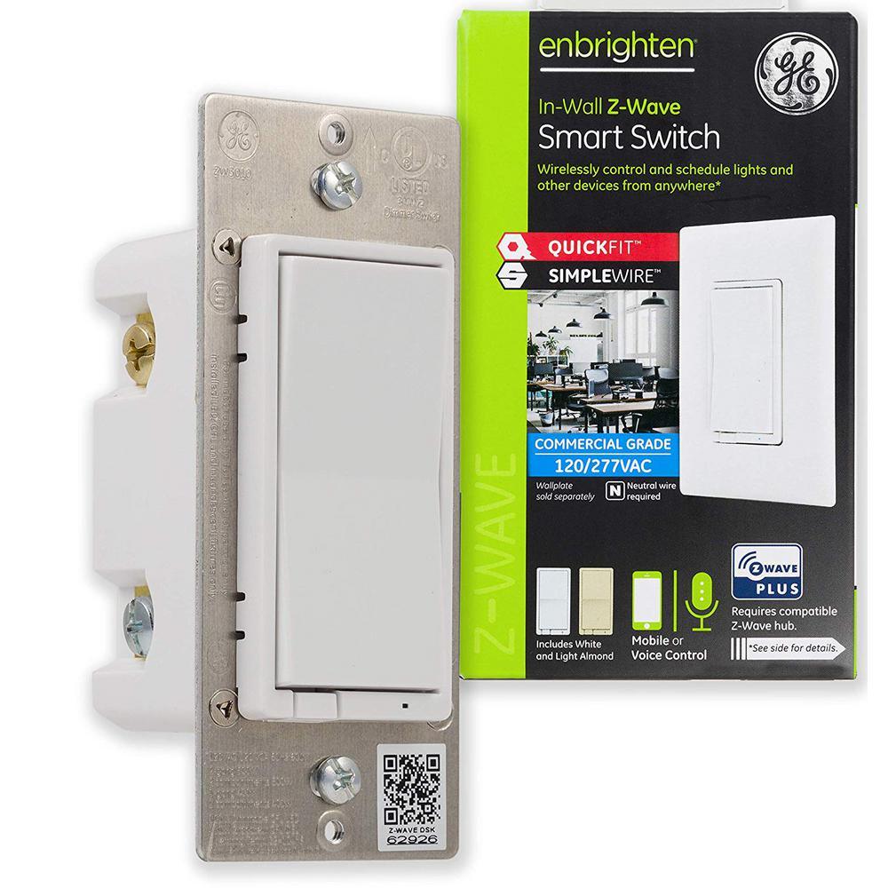 Z-Wave Plus Smart Light Switch, White and Light Almond - Super Arbor
