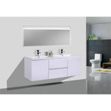 Bohemia 60 in. W Bath Vanity in High Gloss White with Reinforced Acrylic Vanity Top in White with White Basins - Super Arbor