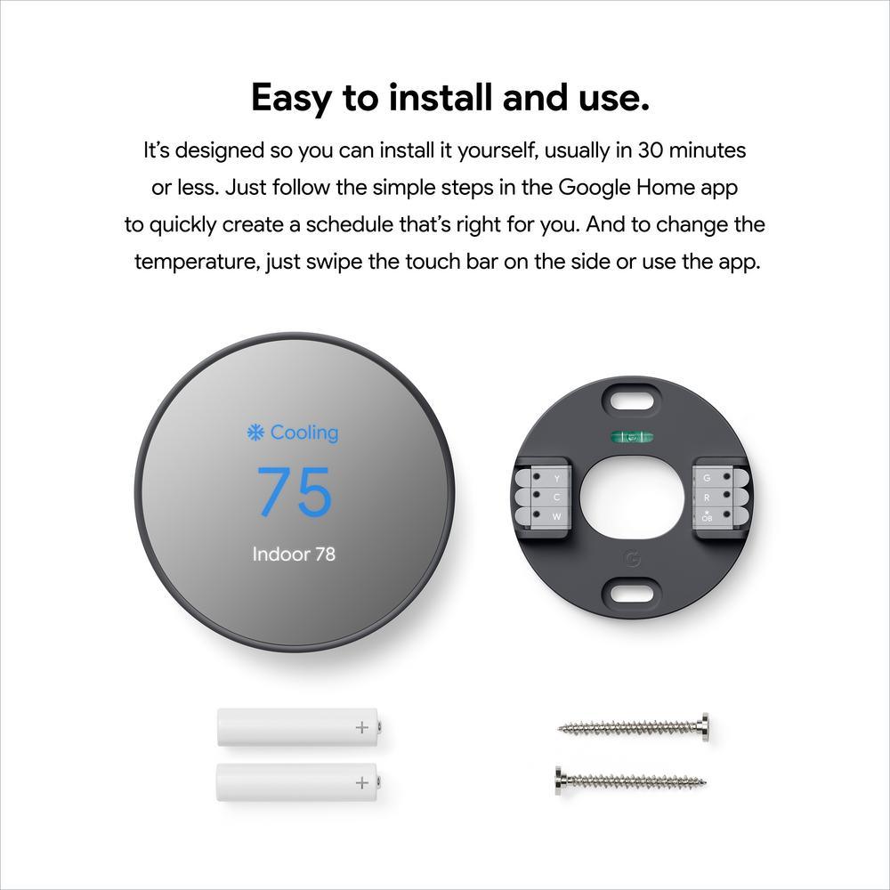 Nest Thermostat - Smart Programmable Wi-Fi Thermostat - Charcoal - Super Arbor