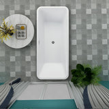 Nantes 67 in. Acrylic Flatbottom Freestanding Bathtub in White - Super Arbor