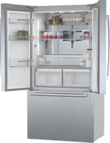 Bosch 800 Series 36 in. 21 cu. ft. French 3-Door Counter-Depth Refrigerator, Stainless Steel, Dual Compressor (B36CT80SNS)
