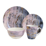 16-Piece Casual Purple and Gold Ceramic Dinnerware Set (Service for 4)