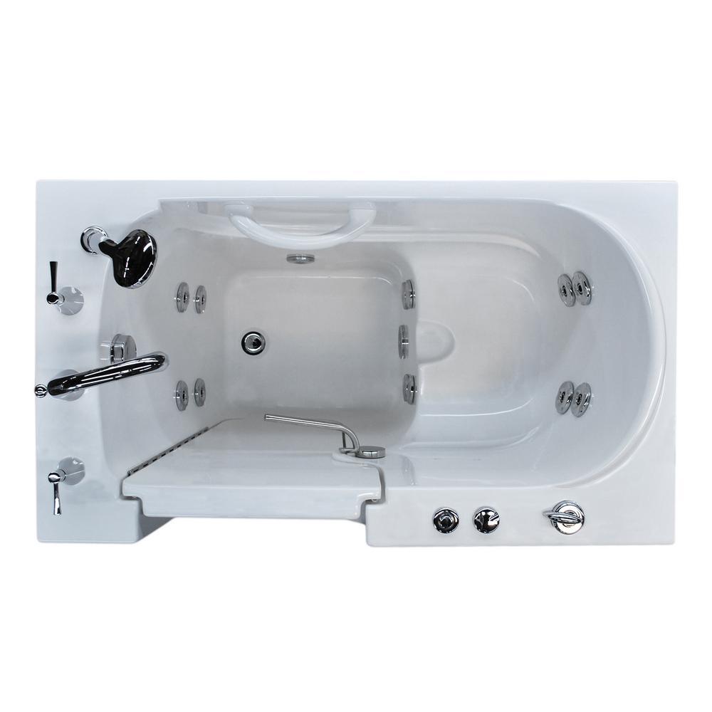 Nova Heated 45.75 in. Walk-In Whirlpool Bathtub in White with 1.28 GPF Single Flush Toilet - Super Arbor