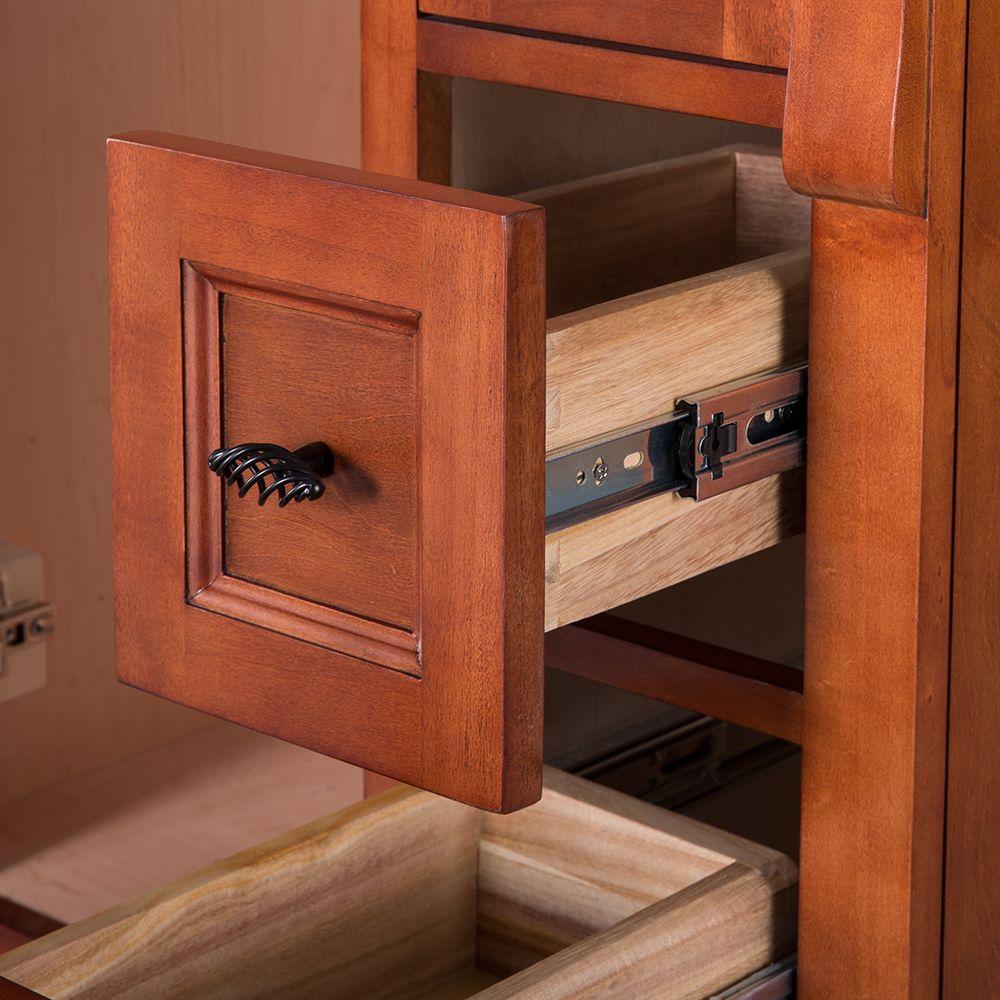 Naples 36 in. W Bath Vanity Cabinet Only in Warm Cinnamon with Right Hand Drawers - Super Arbor
