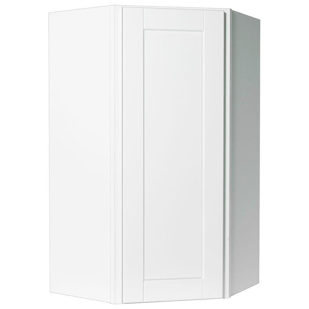 Shaker Assembled 24x30x12 in. Diagonal Corner Wall Kitchen Cabinet in Satin White