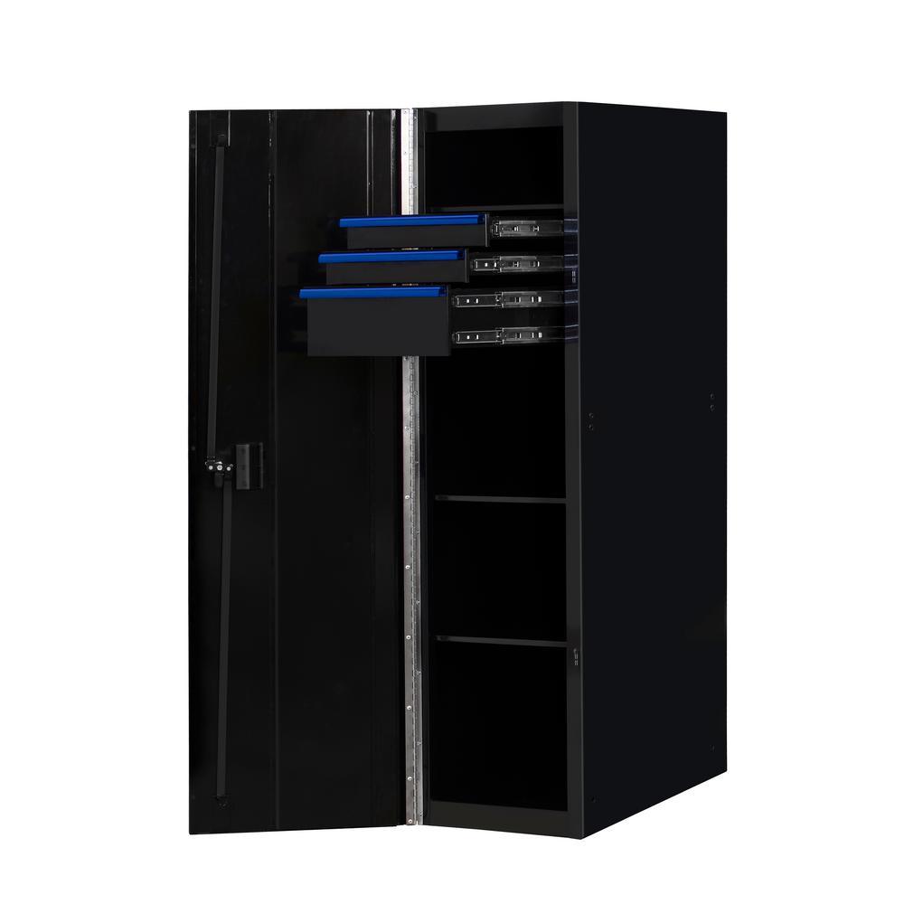 19 in. 3-Drawer Side Locker Tool Chest in Black with Blue Trim - Super Arbor